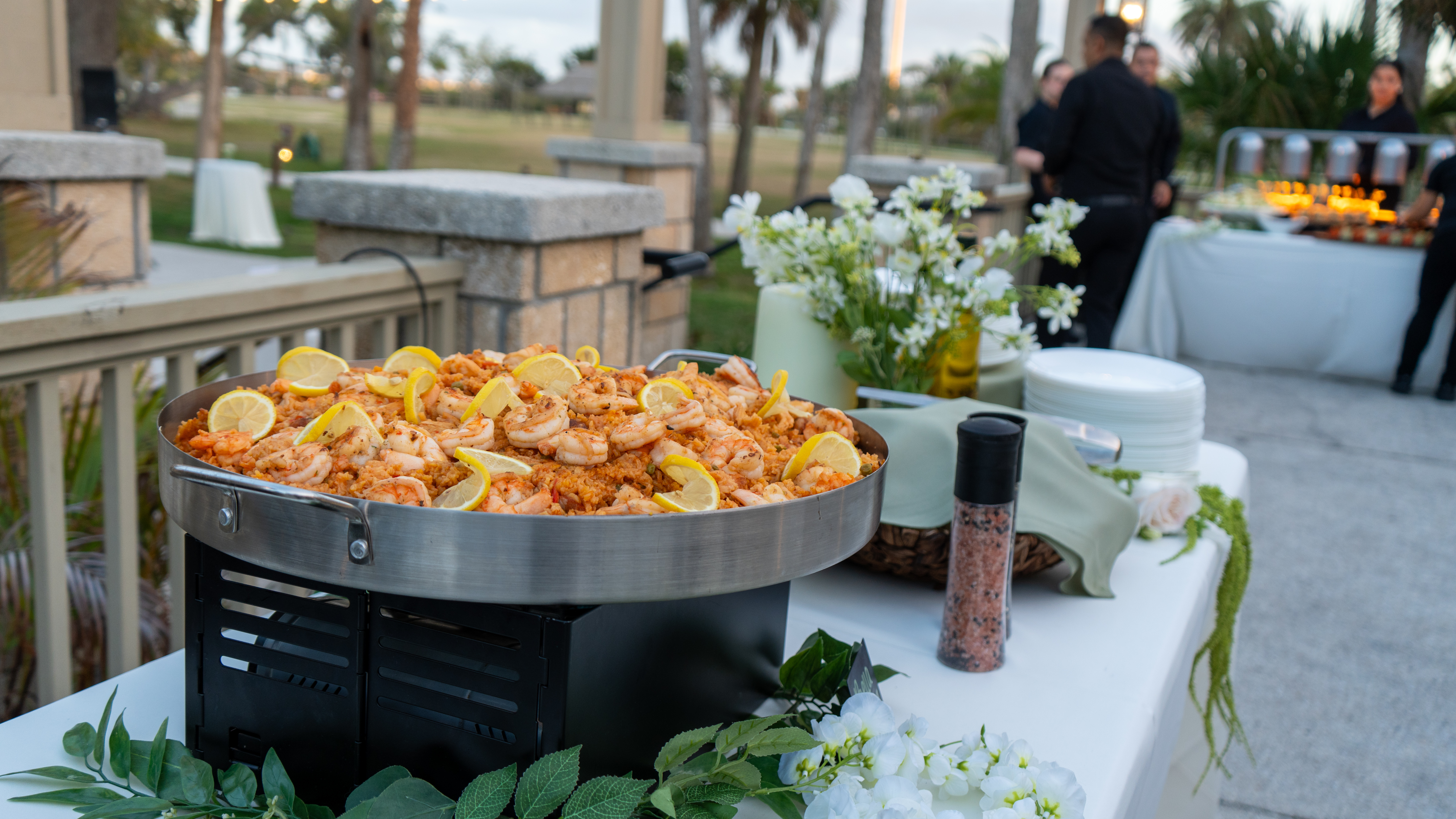 Outdoor paella station Legacy Catering